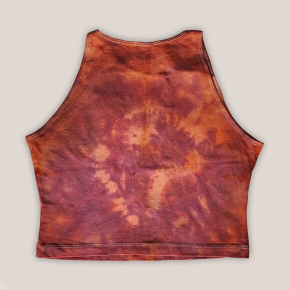 NWT Elenya Red Orange Tie Dye Cotton Crop Top Yoga Cropped Shirt - Picture 2 of 2